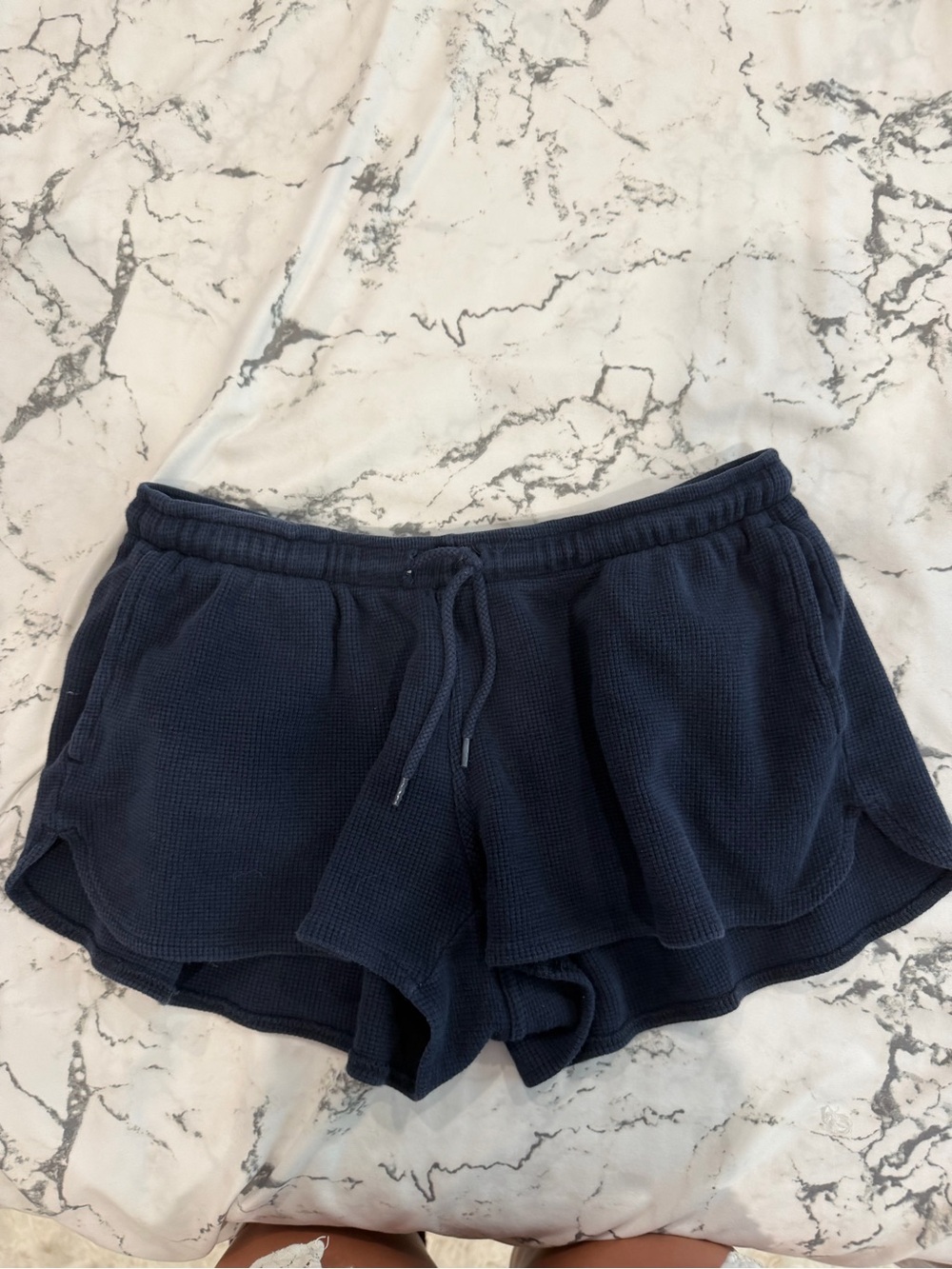 John Galt navy waffle shorts